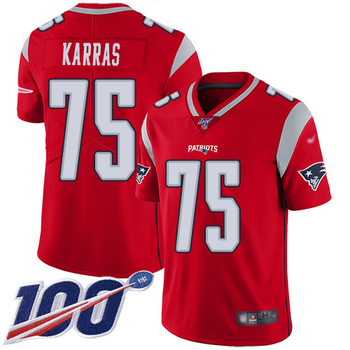 New England Patriots Football #75 100th Season Inverted Legend Limited Red Men Ted Karras NFL Jersey->new england patriots->NFL Jersey